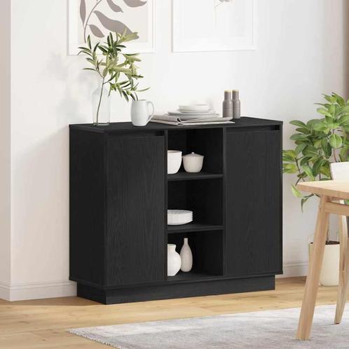 vidaXL Dressoir met LED Zwart Eiken 90x32x75 cm Geengineerd, Huis en Inrichting, Slaapkamer | Nachtkastjes, Nieuw, Minder dan 45 cm