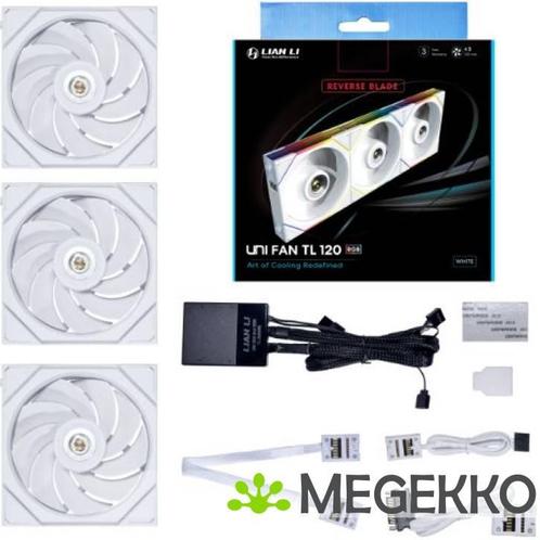Lian Li UNI FAN TL Series Reverse Blade 120mm 3-pack White, Computers en Software, Computerkoelers, Nieuw, Verzenden