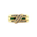 Gouden ring met smaragd en diamant 18 krt, Ophalen of Verzenden, Nieuw