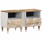 vidaXL Nachtkastjes 2 st 40x33x46 cm massief mangohout, Verzenden, Nieuw, Hout