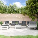 vidaXL 9-delige Loungeset massief grenenhout wit, Tuin en Terras, Tuinsets en Loungesets, Verzenden, Nieuw, Meer dan 8 zitplaatsen