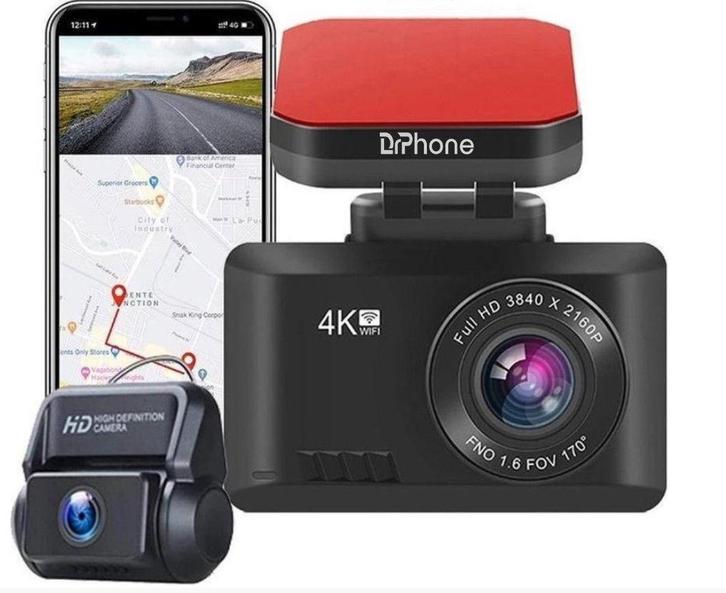 DrPhone D07 – 4K Dash Cam + Achter Camera FULL HD – 170 Grad, Auto diversen, Dashcams, Verzenden