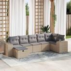 vidaXL 7-delige Loungeset met kussens poly rattan beige, Nieuw, Loungeset, 7 zitplaatsen, Verzenden