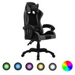 vidaXL Racestoel met RGB LED-verlichting kunstleer grijs en, Verzenden, Nieuw