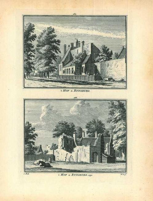 Zicht op Rijnsburg, Antiek en Kunst, Kunst | Etsen en Gravures