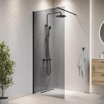Douchewand Rizani 100 x 200 cm Zwart – Getint Rookglas, Verzenden, Nieuw, Douche