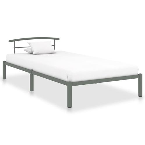 vidaXL Bedframe metaal grijs 100x200 cm, Huis en Inrichting, Slaapkamer | Bedden, 100 cm, 200 cm, Grijs, Eenpersoons, Nieuw, Metaal