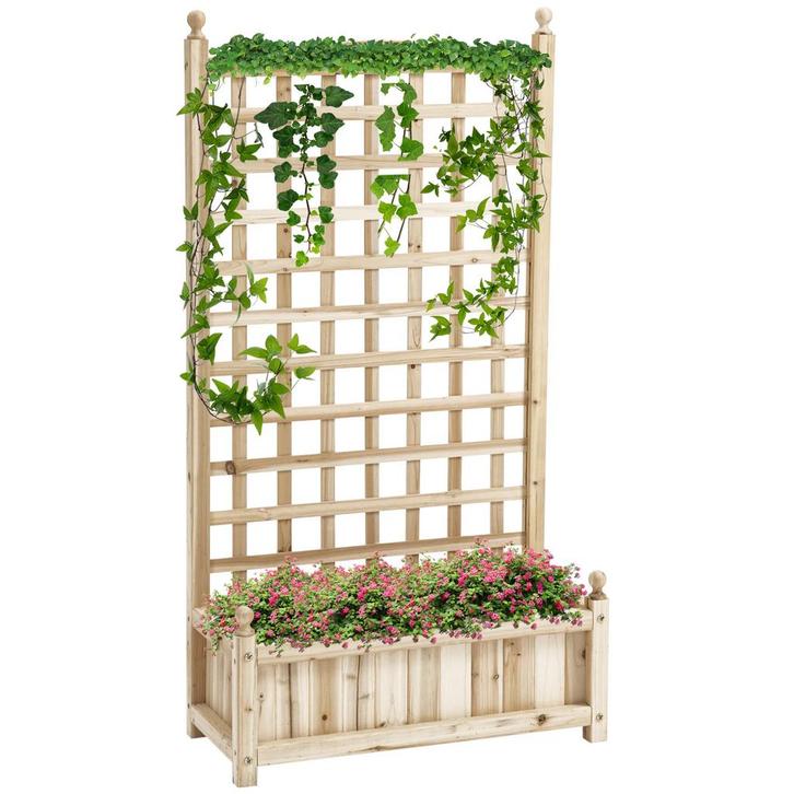 TRUUSK Plantenbak met Klimrek van Hout - Voor Klimplanten -, Tuin en Terras, Bloembakken en Plantenbakken, Nieuw, Verzenden
