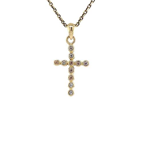 Gouden kruis hanger met diamant 14 krt, Sieraden, Tassen en Uiterlijk, Kettinghangers, Nieuw, Ophalen of Verzenden