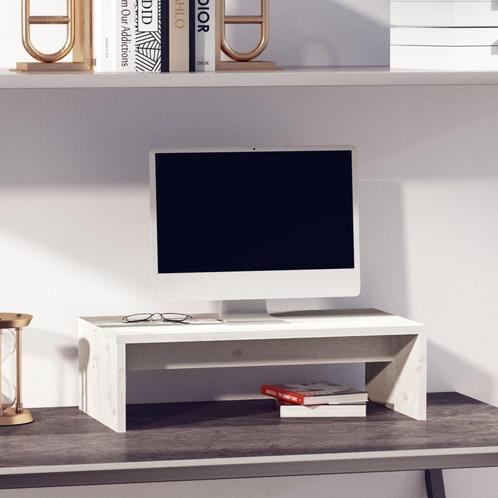 vidaXL Monitorstandaard 50x27x15 cm massief grenenhout wit, Huis en Inrichting, Kasten | Televisiemeubels, 25 tot 50 cm, Nieuw