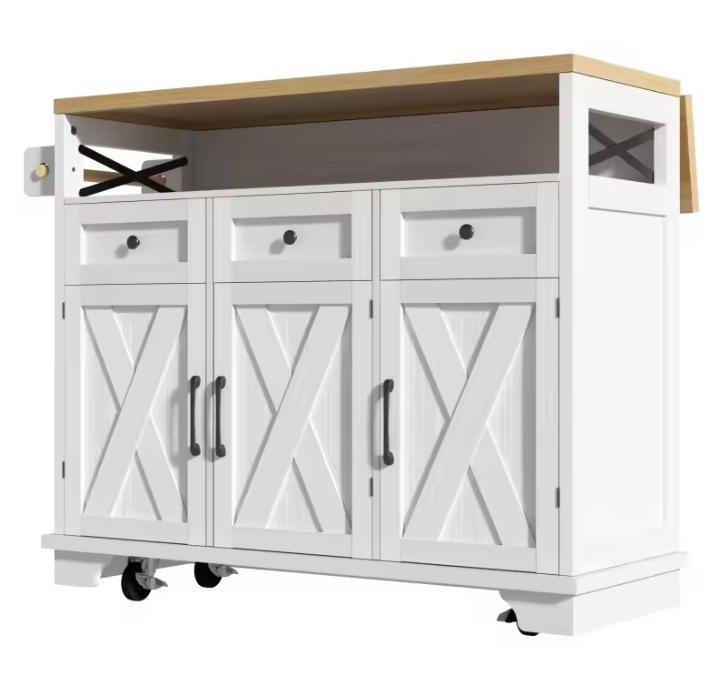 Keukeneiland met Klapblad & Wielen – Houtlook, 118 cm, Huis en Inrichting, Keuken | Keukenelementen, Nieuw, Verzenden