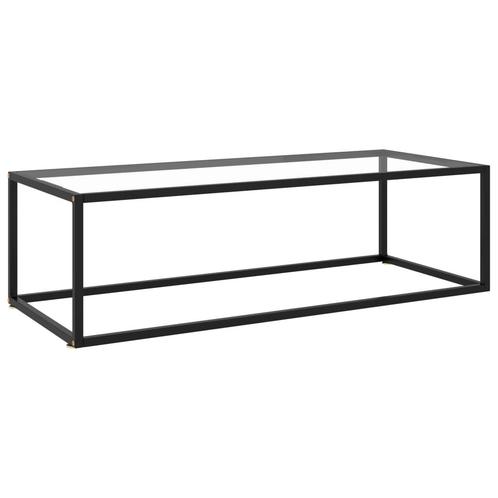 vidaXL Salontafel met gehard glas 120x50x35 cm zwart, Huis en Inrichting, Tafels | Salontafels, 100 tot 150 cm, Nieuw, Glas, Minder dan 50 cm
