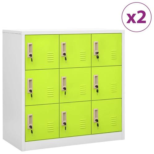 vidaXL Lockerkasten 2 st 90x45x92,5 cm staal lichtgrijs en, Huis en Inrichting, Kasten | Lockerkasten, Nieuw, Verzenden