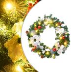 vidaXL Kerstkrans met LED lampjes 60 cm PVC groen, Diversen, Kerst, Verzenden, Nieuw