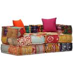 vidaXL Poef tweezits modulair stof patchwork, Huis en Inrichting, Woonaccessoires | Kussens, Verzenden, Nieuw