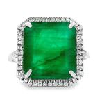 Ring Platina - 8.16ct. tw. Smaragd - Diamant, Nieuw