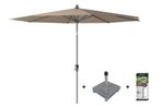 Platinum Riva stokparasol 3 m. rond - Taupe met voet en hoes, Tuin en Terras, Tuinsets en Loungesets, Verzenden, Nieuw, Overige materialen