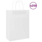 vidaXL Papieren zakken 250 st met hengsels 26x12x35 cm wit, Verzenden, Nieuw
