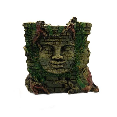 Boeddha gezicht in begroeide muur OS-285 - aquarium decorati, Dieren en Toebehoren, Vissen | Aquaria en Toebehoren, Sierelement