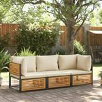 vidaXL 3-delige Loungeset met kussens massief acaciahout, Tuin en Terras, Tuinsets en Loungesets, Verzenden, Nieuw, Hout, Loungeset