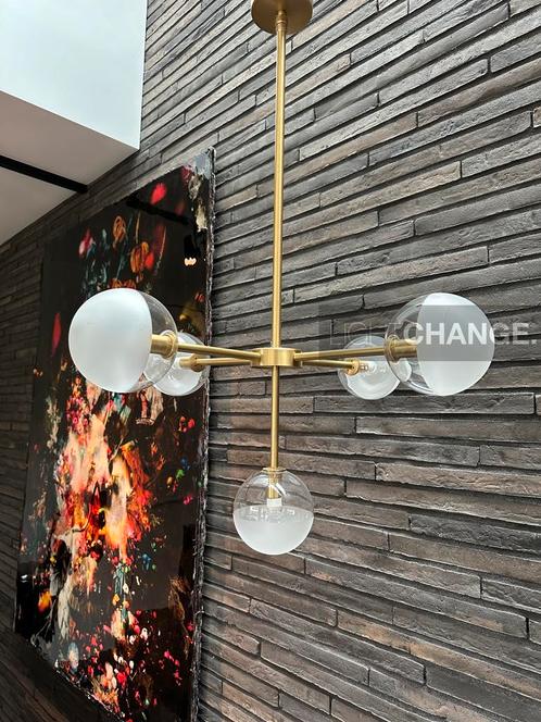 IL Fanale Molecola hanglamp in natuurlijk messing en glas, Huis en Inrichting, Lampen | Hanglampen, Zo goed als nieuw, Glas, Metaal