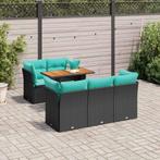 vidaXL 6-delige Loungeset met kussens poly rattan zwart, Verzenden, Nieuw, Rotan, Loungeset