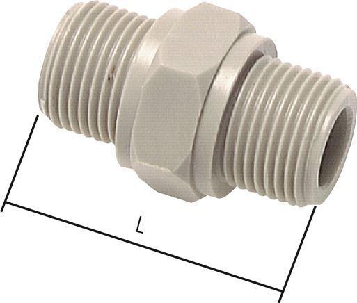 Dubbele Nippel G1/4 Polypropyleen (PP) 10bar FDA 17mm Hex, Doe-het-zelf en Verbouw, Overige Doe-het-zelf en Verbouw, Nieuw, Verzenden
