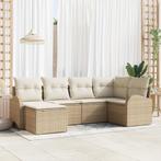 vidaXL 6-delige tuinset met kussens in beige poly rattan, Verzenden, Nieuw, Rotan, Tuinset