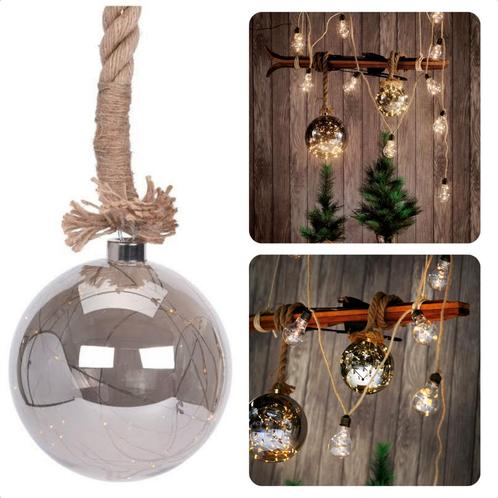 Cheqo® Jute Touw Verlichte Glazen Bal - Kerstbal Lamp - 30 L, Diversen, Kerst, Nieuw, Verzenden