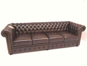 Chesterfield bank 4 zits 4 kussens 250 cm Bordo -Brown leer beschikbaar voor biedingen