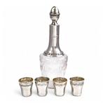 French Louis XVI Revival silver and crystal liqueur set with, Antiek en Kunst