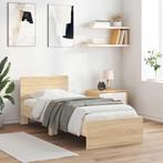 vidaXL Bedframe met hoofdbord zonder matras sonoma eiken, 90 cm, Eenpersoons, Bruin, Verzenden