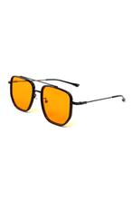 Zonnebril Hexagon Zwart Montuur Oranje Glazen Dames Heren Re, Ophalen of Verzenden, Nieuw, Feestartikel, Carnaval