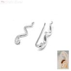 Zilveren ear line cuff slang oorstekers, Sieraden, Tassen en Uiterlijk, Oorbellen, Verzenden, Nieuw, Zilver