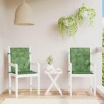 vidaXL Stoelkussens 2 st lage rug stof bladpatroon, Huis en Inrichting, Woonaccessoires | Kussens, Verzenden, Nieuw, Groen