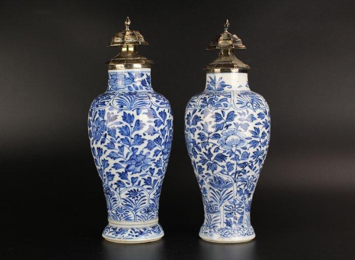 Balustervaas - Porselein, Zilver - China - Kangxi, Antiek en Kunst, Antiek | Overige Antiek