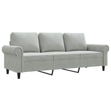 Fluwelen Bank 180cm - Lichtgrijs | Tweedekansje | OP=OP beschikbaar voor biedingen