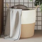 vidaXL Opbergmand Ø 43x38 cm katoen beige en wit, Verzenden, Nieuw