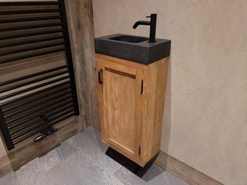 Teak toiletmeubel fontein compleet - Naturel, Huis en Inrichting, Badkamer | Badkamermeubels, Minder dan 25 cm, Nieuw, Overige typen