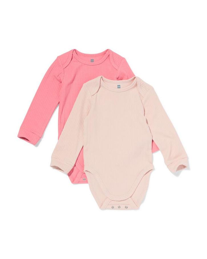 HEMA Meegroei rompers LENZING™ ECOVERO™ rib - 2 stuks roze, Kinderen en Baby's, Babykleding | Overige, Nieuw, Verzenden