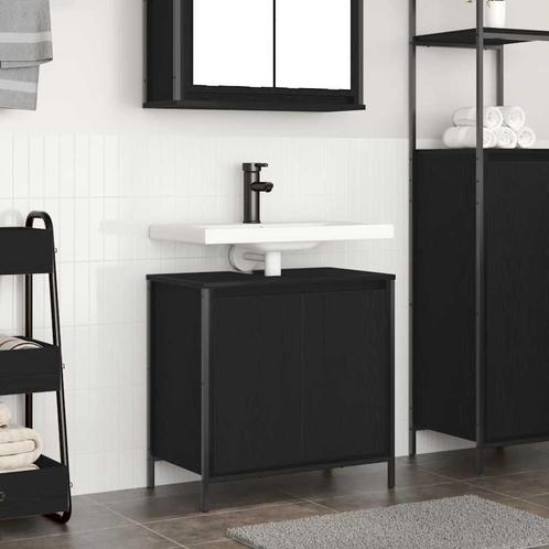 vidaXL Badkamerkast wastafelmeubel 60x34,5x60 cm zwart, Huis en Inrichting, Tafels | Kaptafels, Nieuw, Verzenden