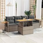 vidaXL 5-delige Loungeset met kussens poly rattan acacia, Verzenden, Nieuw, Rotan, Loungeset