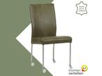 Leren eetkamerstoel Comfort met wieltjes - Granada Moss, Huis en Inrichting, Stoelen, Overige kleuren, Nieuw, Leer, Ophalen of Verzenden