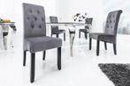 Design stoel CASA grijs fluweel met decoratieve knopen, Nieuw, Ophalen of Verzenden