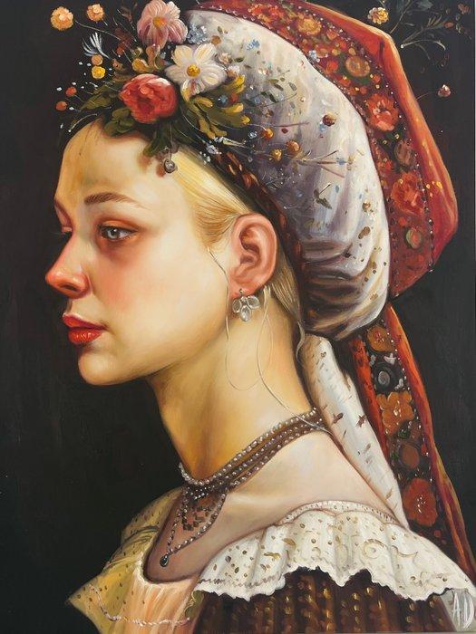 Anne Dias - (100% handpainted !) Lady Joyce of Spring, Antiek en Kunst, Kunst | Schilderijen | Modern