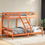 vidaXL Stapelbed massief grenenhout wasbruin 90x200/140x200, Huis en Inrichting, 90 cm, Eenpersoons, Bruin, Verzenden