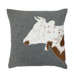 wol grijs kussen koe kop 45x45cm, Verzenden, Nieuw