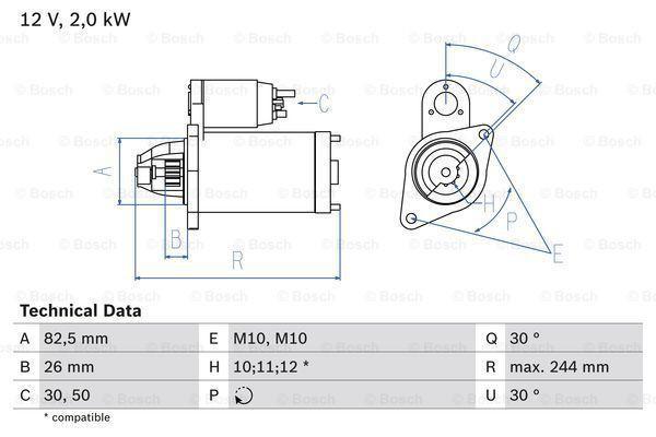Startmotor / Starter MERCEDES-BENZ S-KLASSE (260 SE,300 S..., Auto-onderdelen, Motor en Toebehoren, Nieuw, Ophalen of Verzenden