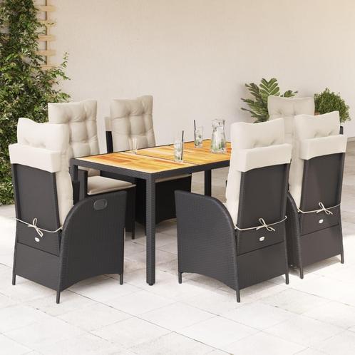 vidaXL 7-delige Tuinset met kussens poly rattan zwart, Tuin en Terras, Tuinsets en Loungesets, Tuinset, Nieuw, 6 zitplaatsen, Rotan