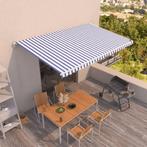 vidaXL Luifel handmatig uittrekbaar 500x350 cm blauw en wit, Tuin en Terras, Zonneschermen, Verzenden, Nieuw